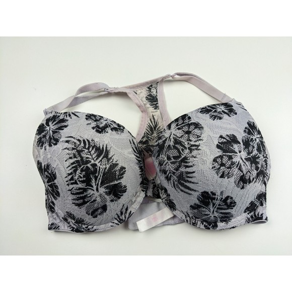 Victoria's Secret PINK Lightly Lined Push Up Bra Size 32DD Floral Lace - Picture 1 of 6